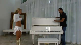 Small special blondie Kara Novak gives a blowjob coupled with gets fucked hard
